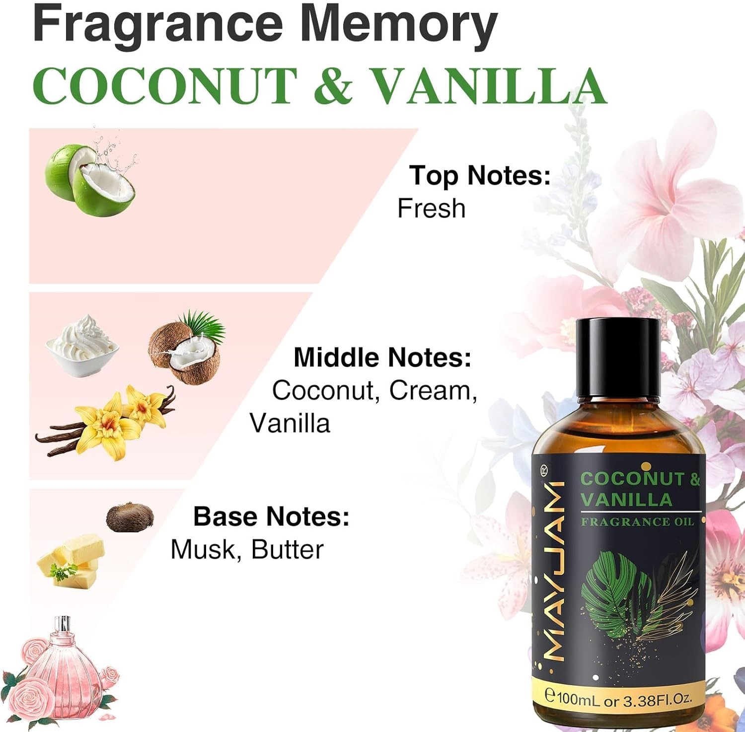 Long-Lasting Coconut Vanilla Fragrance Oil with Glass Dropper for DIY Projects