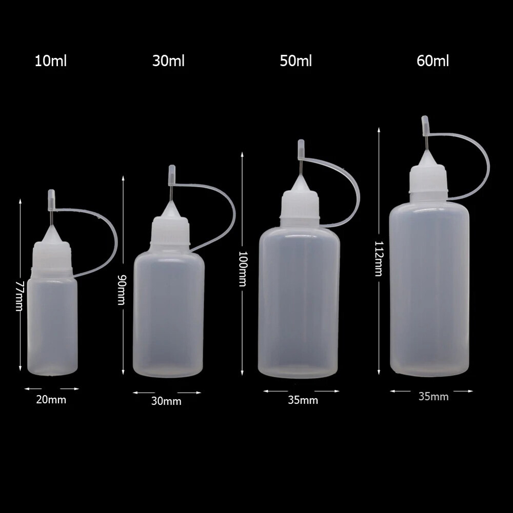 5-100ml Needle Tip Dropper Plastic Bottle Empty Squeezable Liquid Oil Craft US