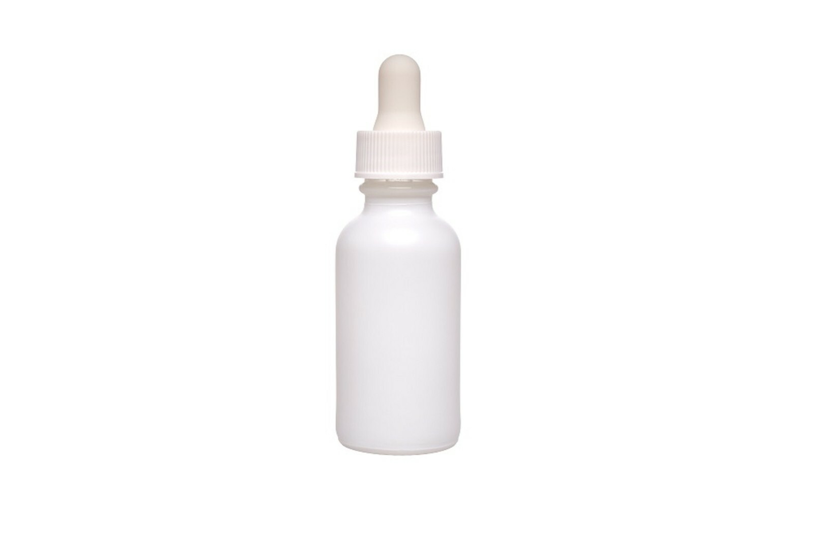 White Coated Boston Round Glass bottles White Dropper Cap 1 oz / 30 ml 12 Pack
