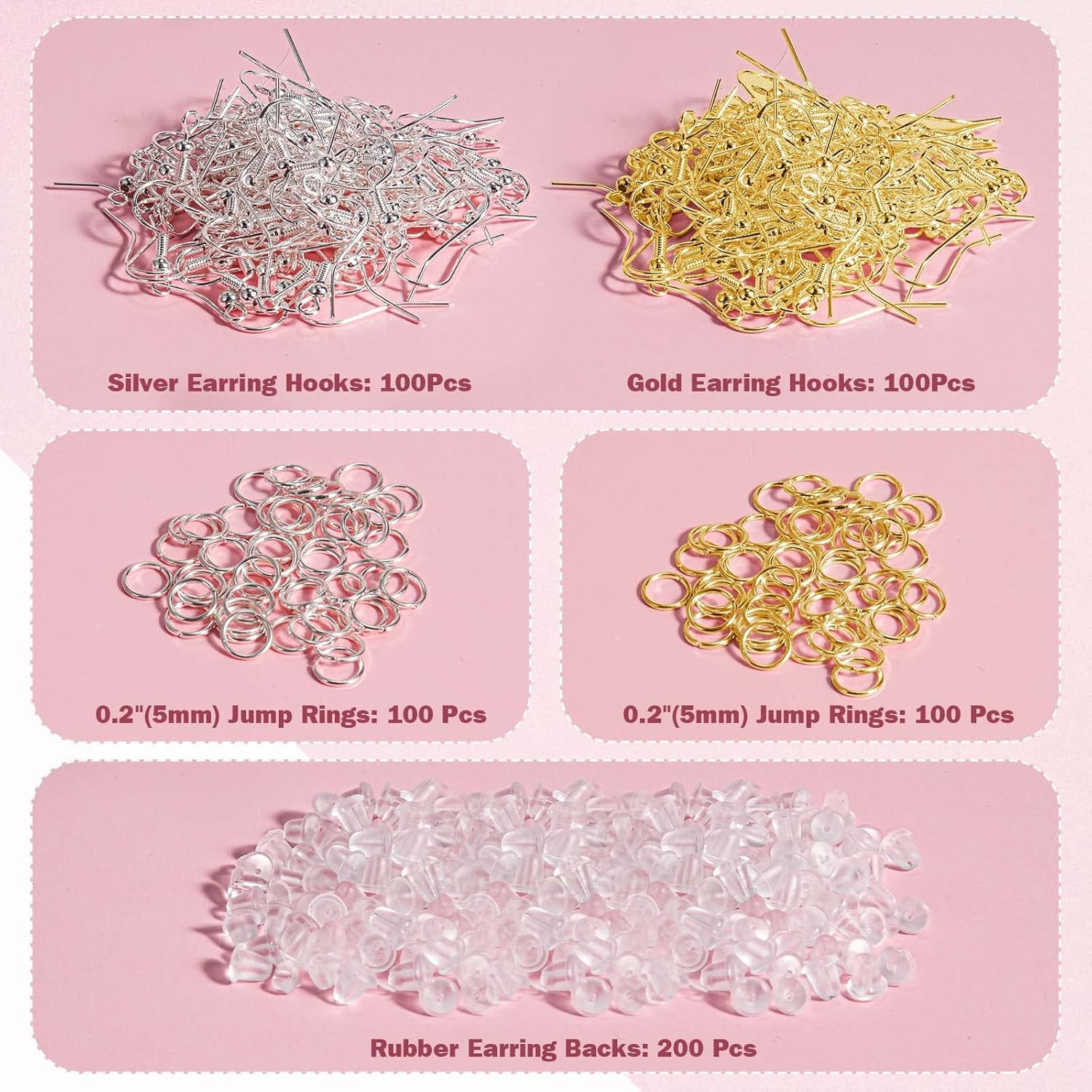 Hypoallergenic Earring Hooks, 600 Pcs Earring Making Supplies Kit with Earring