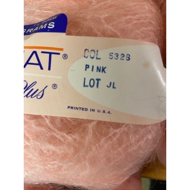 Bernat Mohair Plus Yarn Pink 5326 Lot JL 8 Skeins Vintage Mohair Wool Blend USA