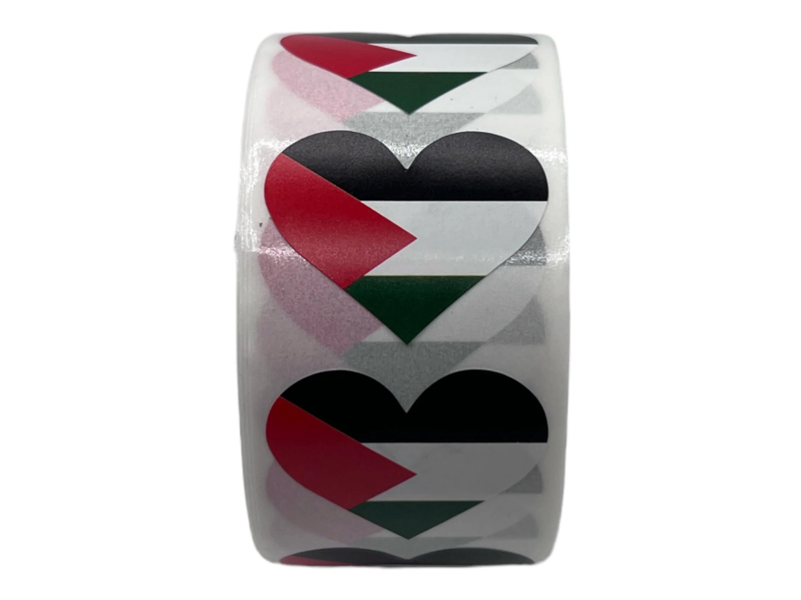 Palestine Flag Heart Stickers * 500 Per Roll (1″ x 1″)