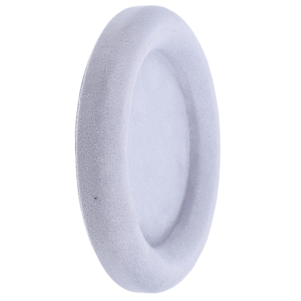Round Jewelry Display Plate with Wrinkle Resistant Velvet Surface Light Grey
