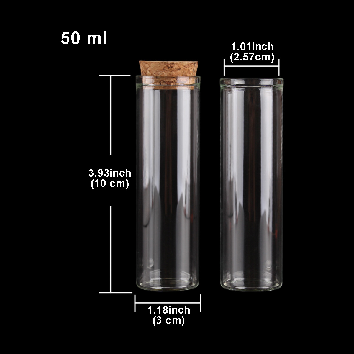 15ml-100ml Small Glass Test Tube with Cork Stopper Bottles Jars Vials 24 pieces