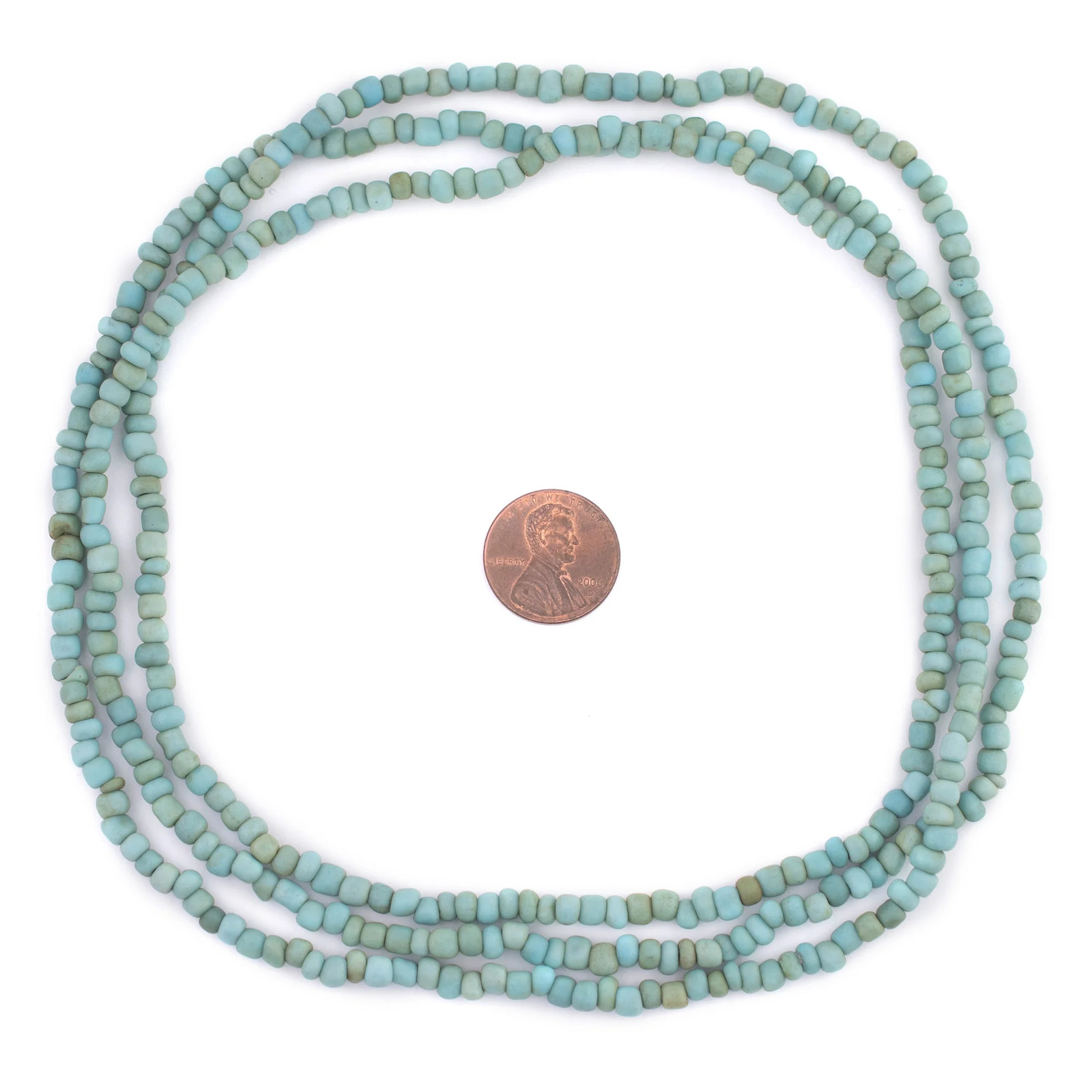 Vintage-Style Blue Java Glass Seed Beads 4mm, 48 Inch Strand Indonesia