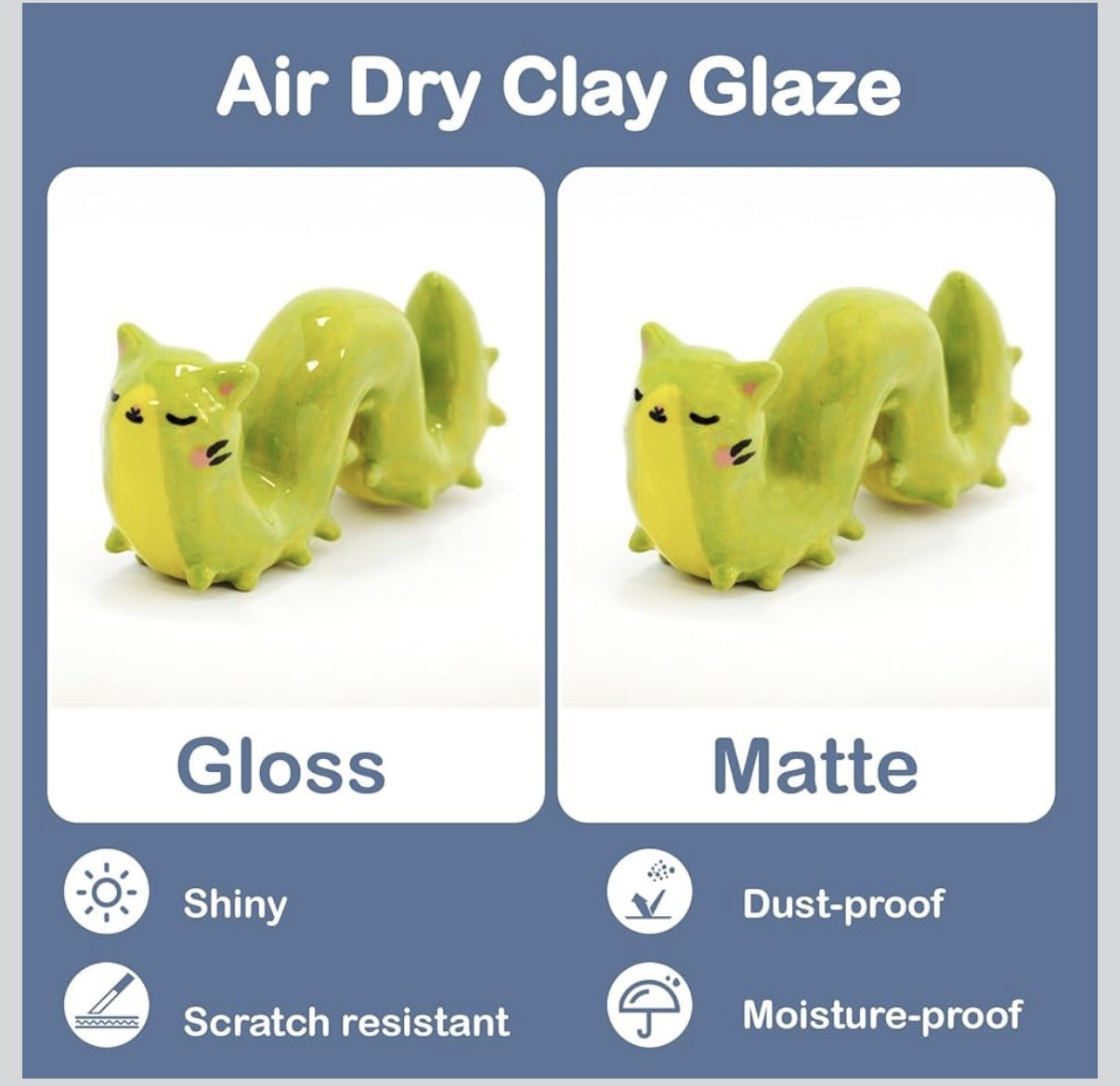 Gloss Air Dry Clay Glaze with 29Pcs Clay Tools Kit – Clay Varnish Sealant Matte
