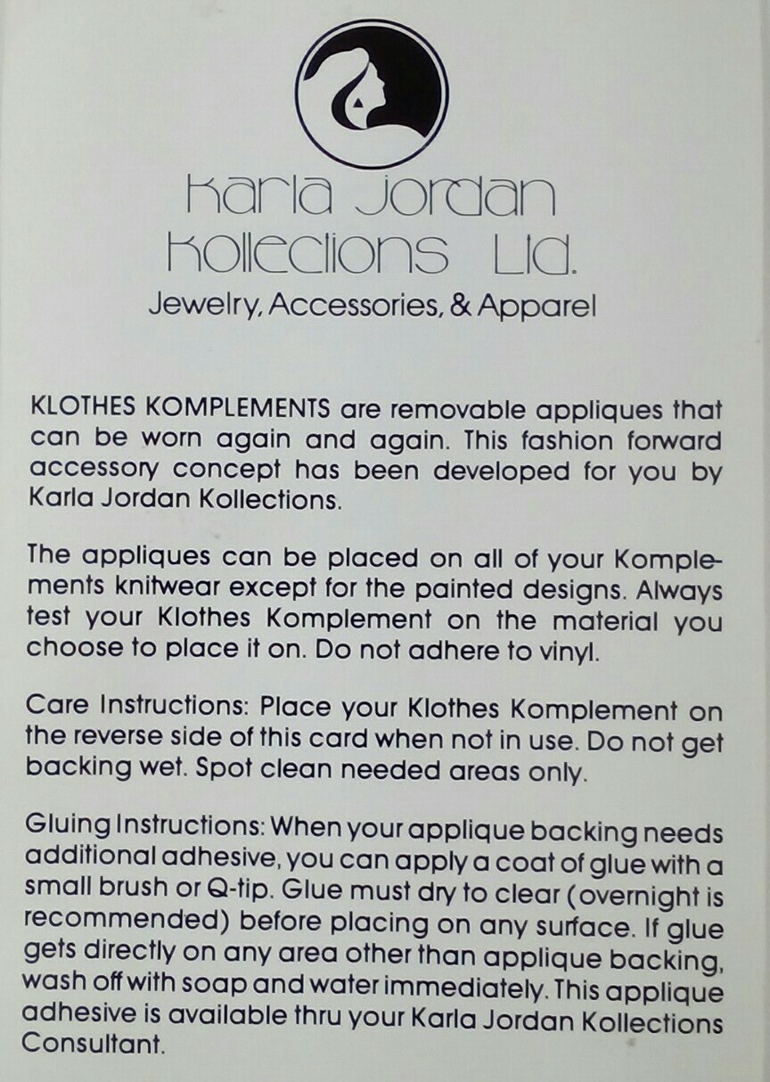 Karla Jordan Kollections CLOWN Sequin Applique removable adhesive VTG 1990s