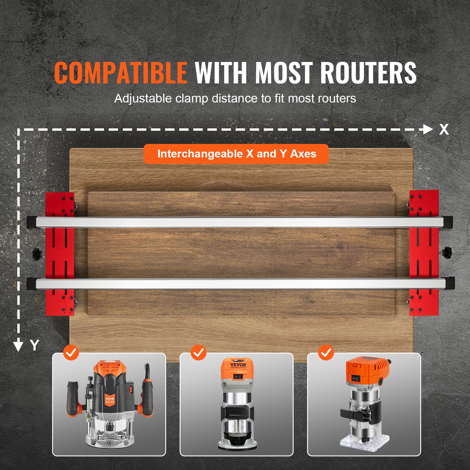 Router Sled Adjustable Wood Slab Flattening Mill Router Jig 60″ Length