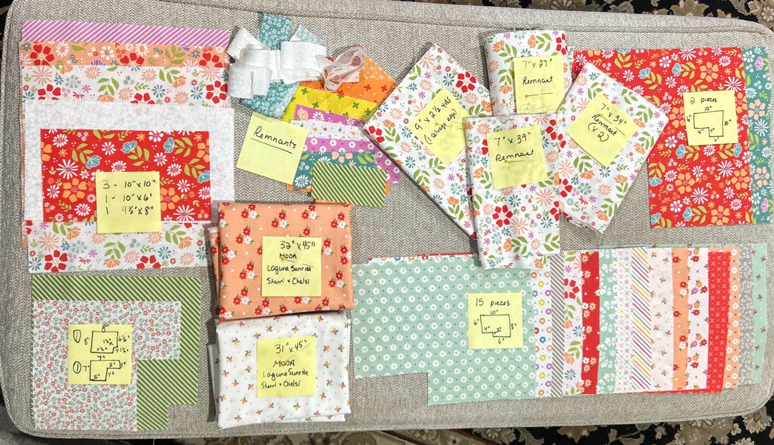 Lot of Assorted Sizes & Prints Laguna Sunrise Moda Sherri Chelsi Fabric Material
