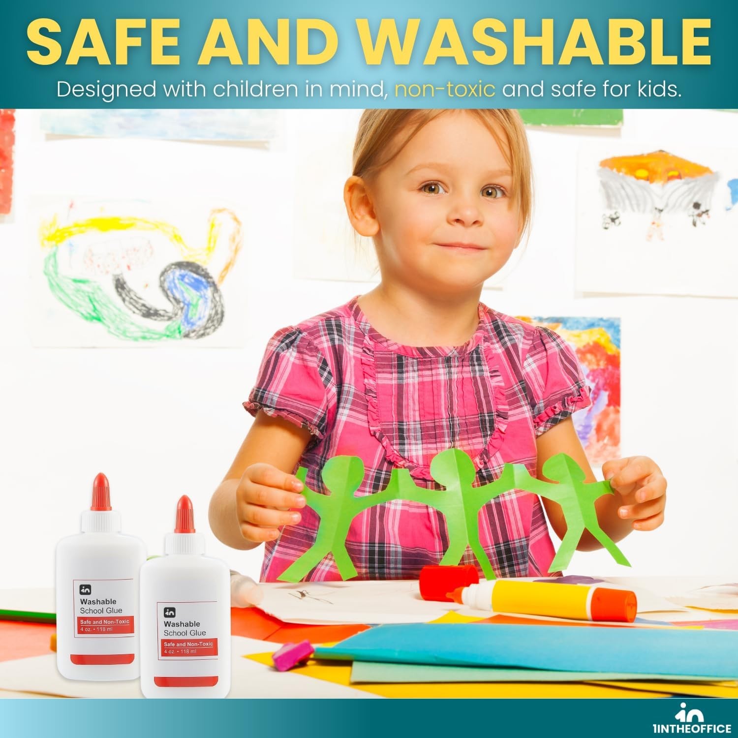 School Glue, White Glue, 4 oz./ 118 ml, Washable, Non-Toxic, 3 Pack