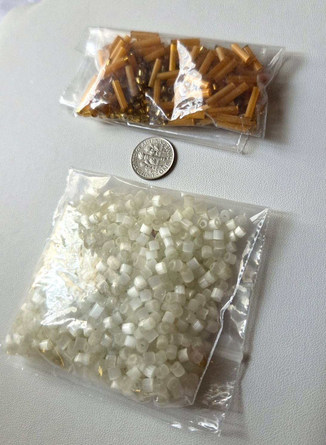 Vintage Lot of 2 Glass Seed Beads Mixed Color and Shapes