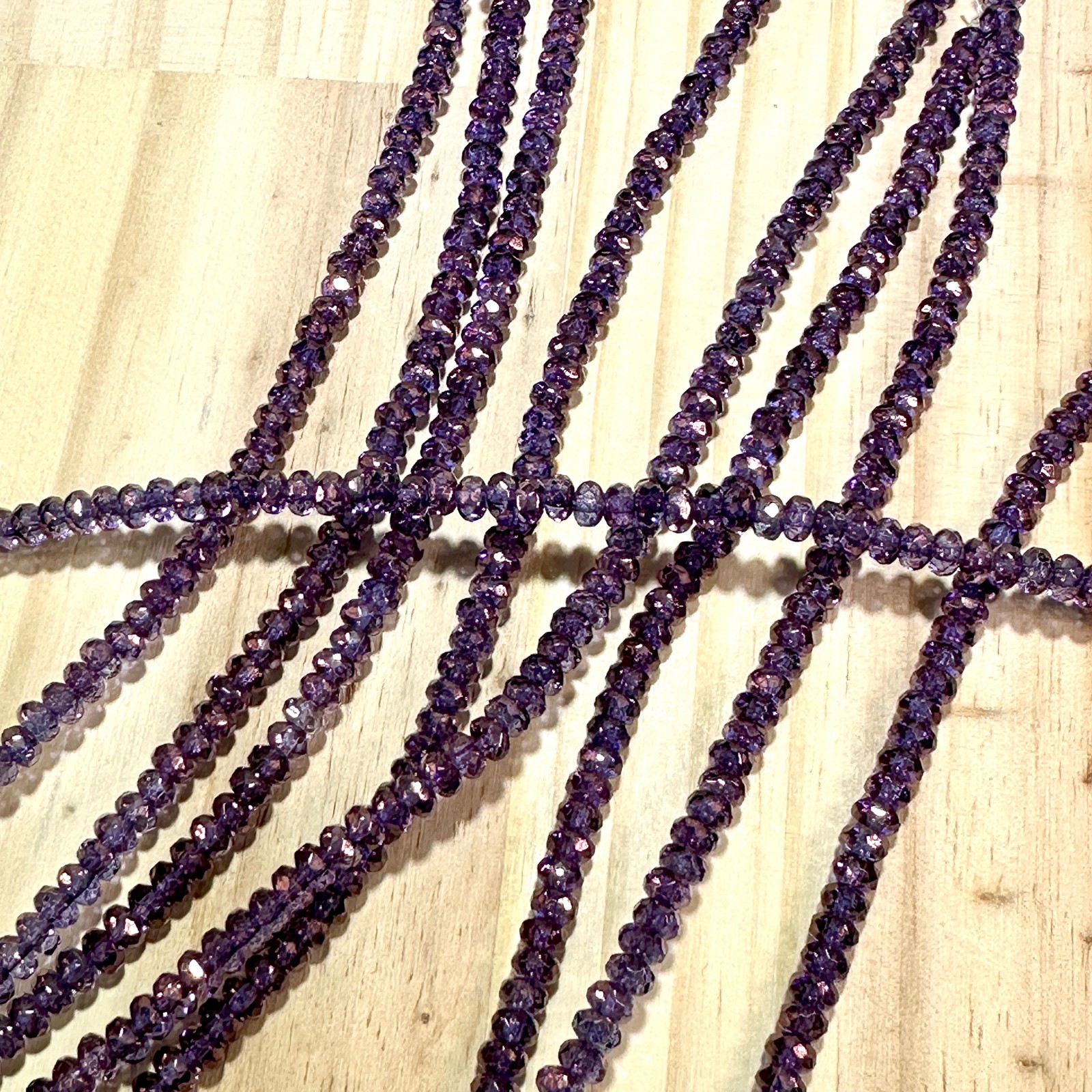 Czech Faceted Glass Doughnut Shaped Beads 3x5mm Crystal Purple Luster 58pcs J891