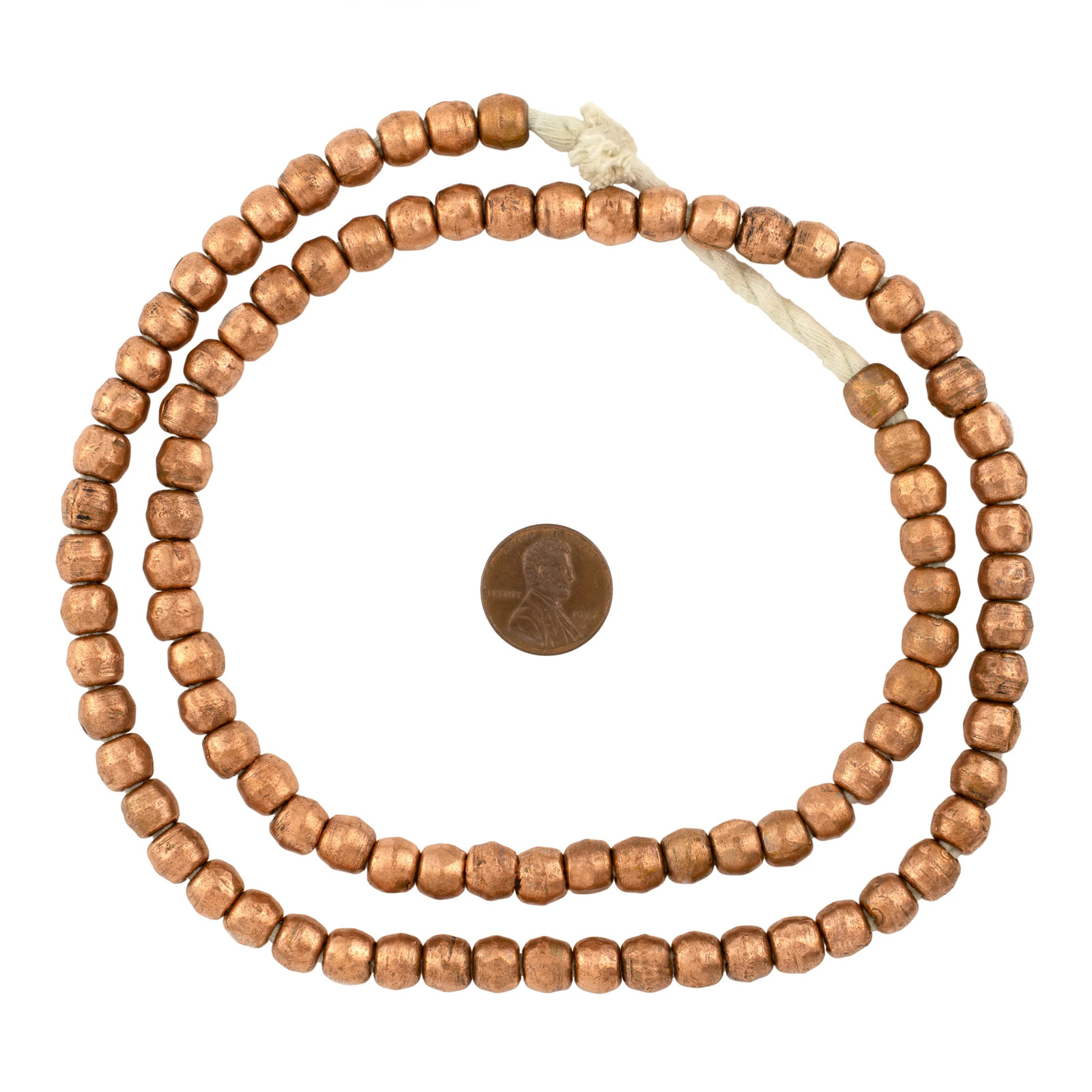 Round Copper Ethiopian Beads 8mm African Large Hole 32 Inch Strand Handmade