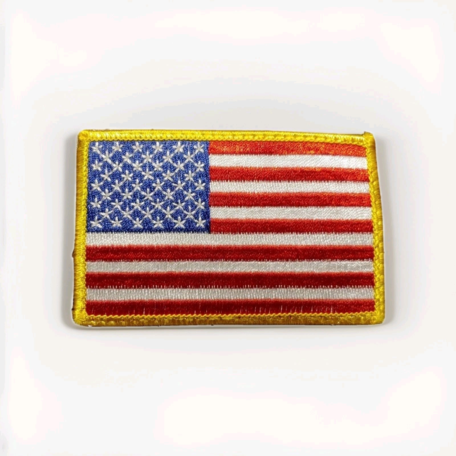 USA AMERICAN FLAG EMBROIDERED PATCH GOLD BORDER