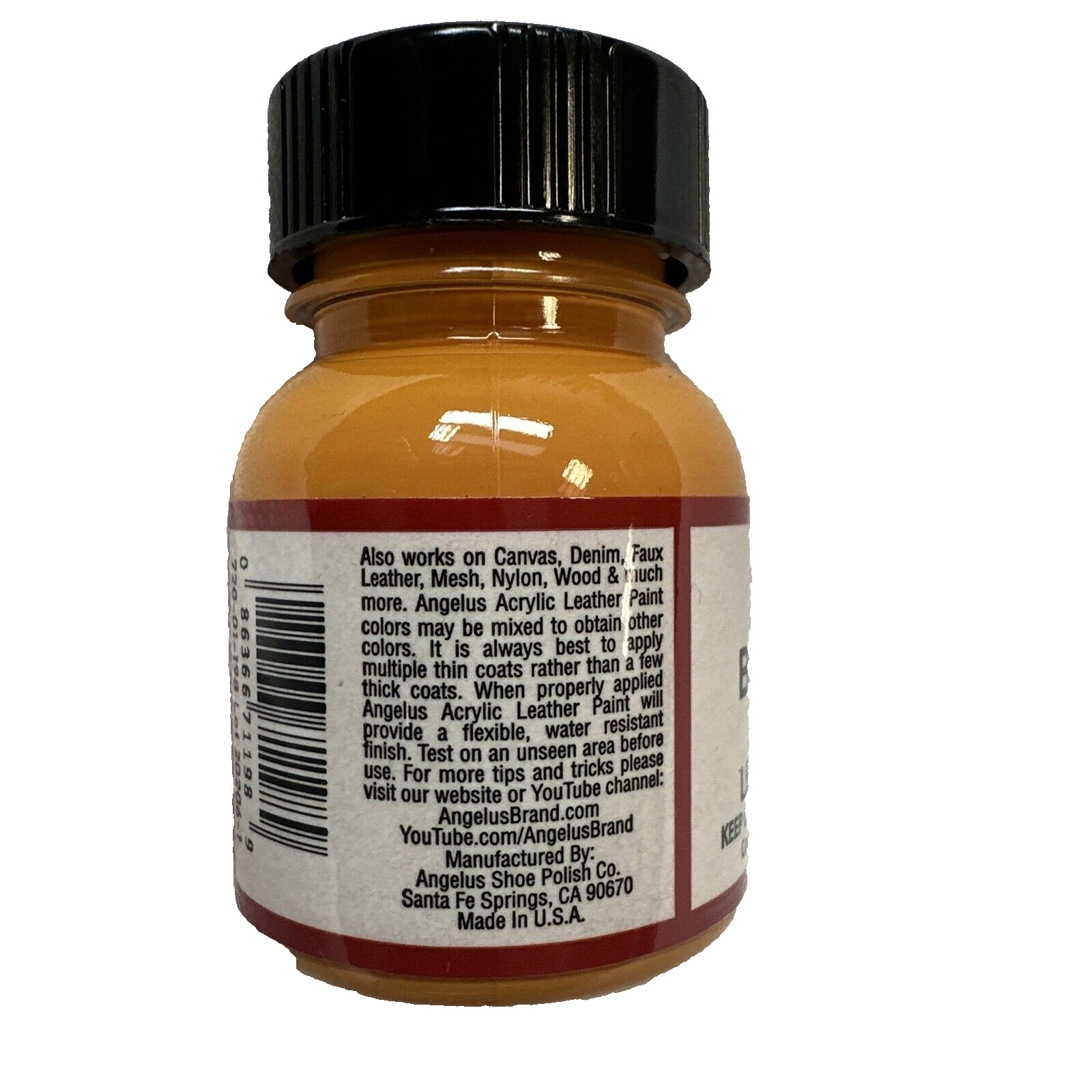 Angelus Acrylic Leather Paint Water Resistant Buttercup – 1 Fl.OZ