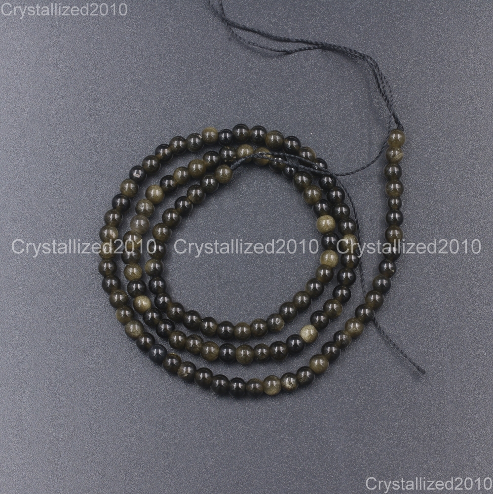 Natural Golden Obsidian Gemstone Round Beads 4mm 6mm 8mm 10mm 12mm 16mm 15.5″