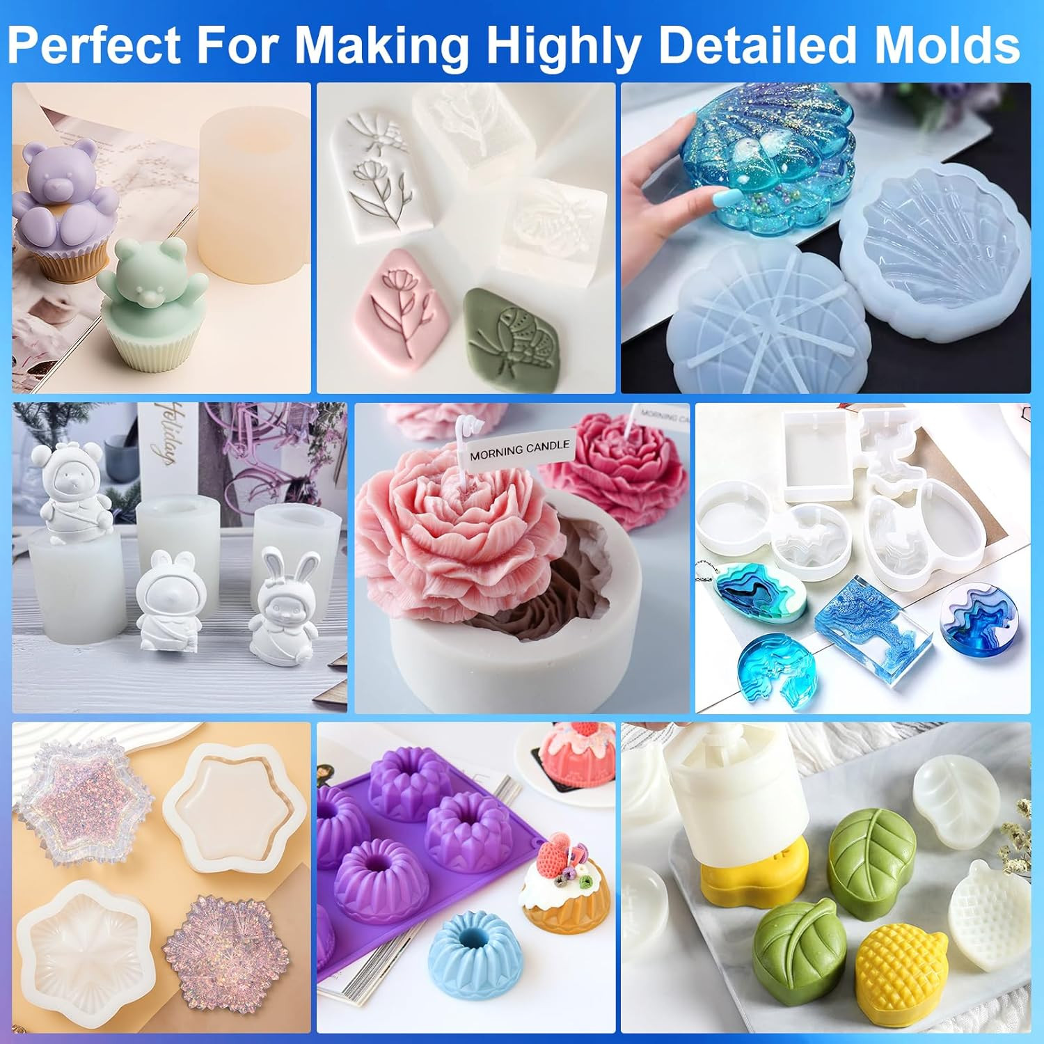 Silicone Mold Making Kit,64Oz Super Elastic Liquid Silicone for Mold Maker, Fast