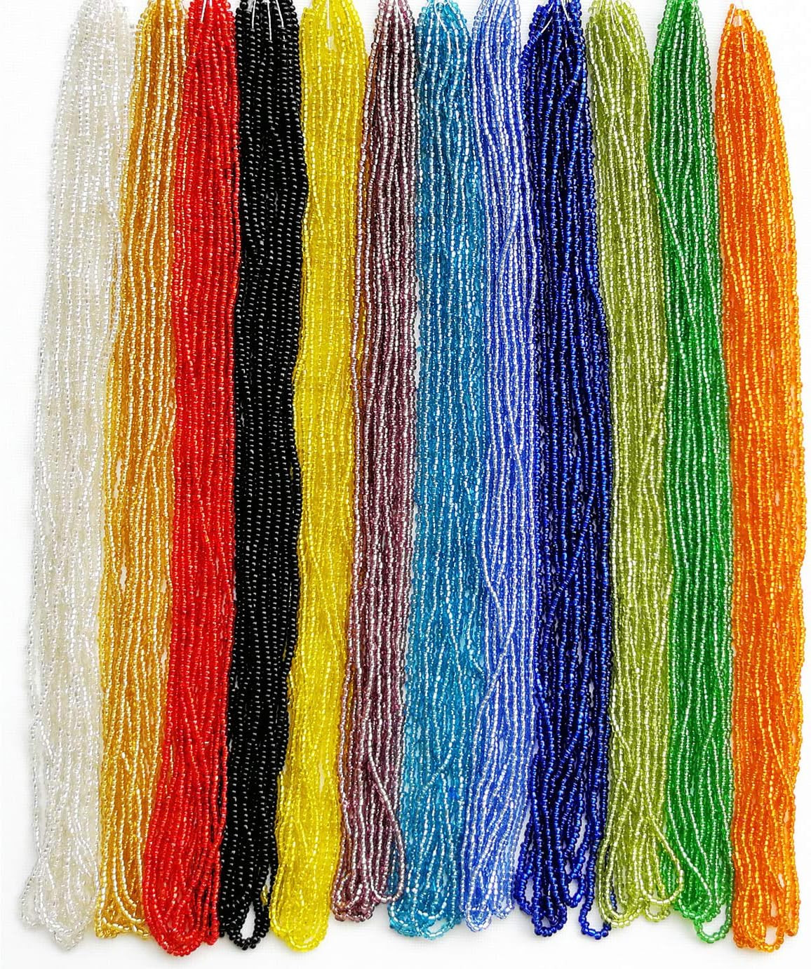 11/0 Glass Seed Beads 1 Hank 3 Meters (12 String Hanks,Total 12 Colors) Glass Si