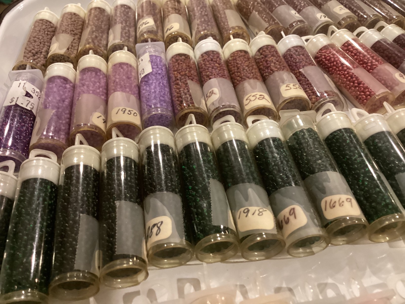 Bulk Vintage Craft Glass Seed Bead Lot 100 Tubes Multiple Colors New Old Stock