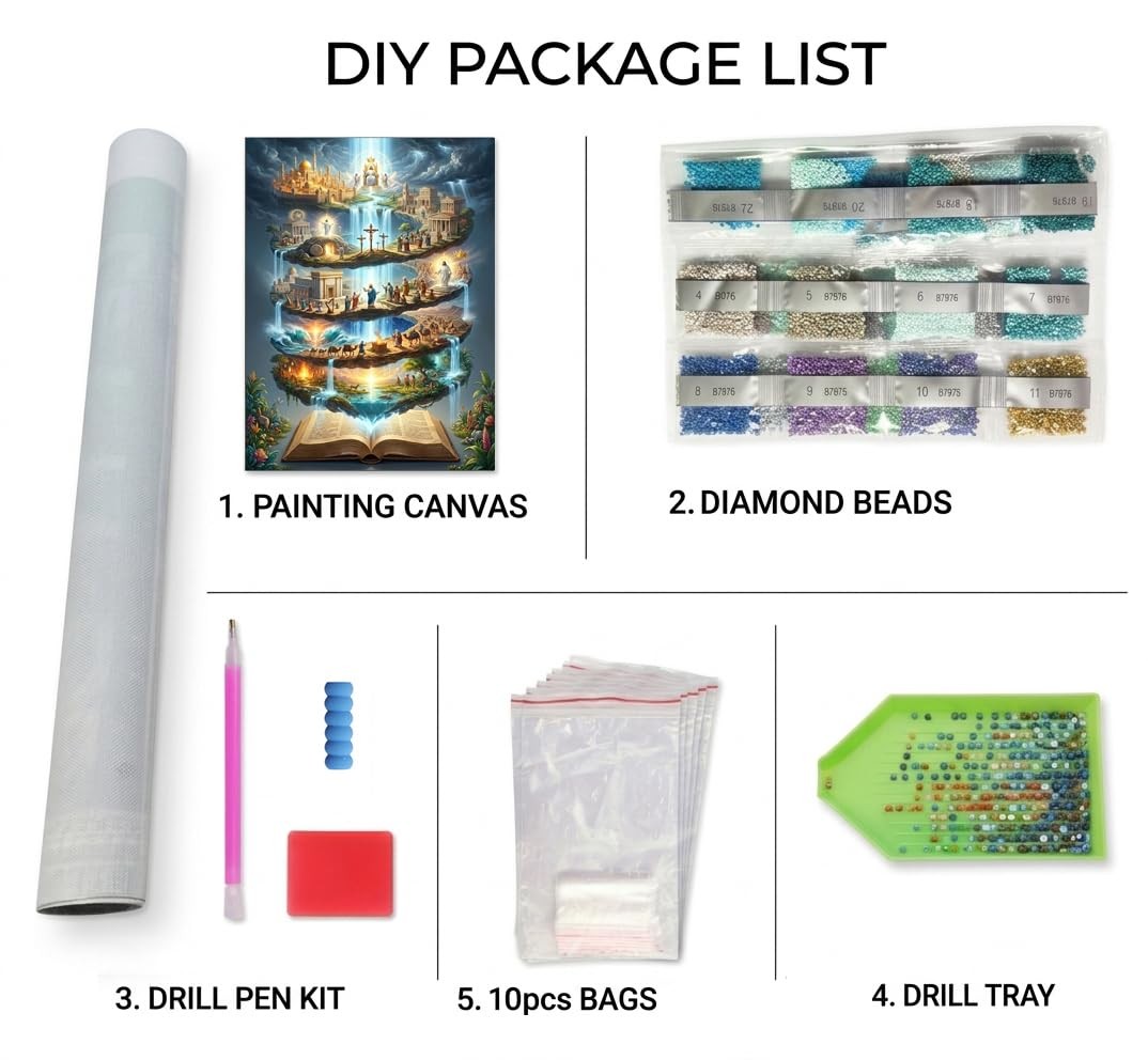 Religious Diamond Painting Kits for Adults, Bible Story 5D DIY Full Drill Diamon