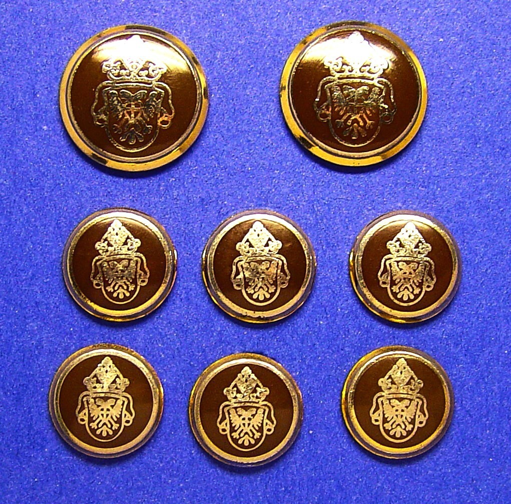 UNKNOWN BRAND replacement button 8 gold tone metal w/brown enamel Good Used Cond