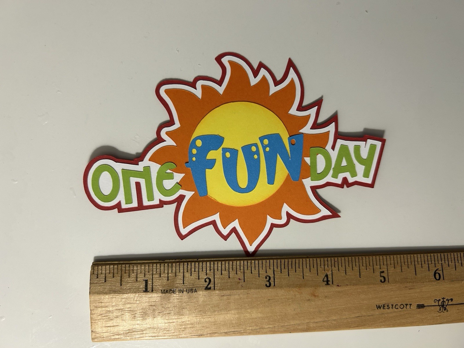 One Fun Day Summer Beach Handmade Scrapbook Title Paper Pieced Die Cut