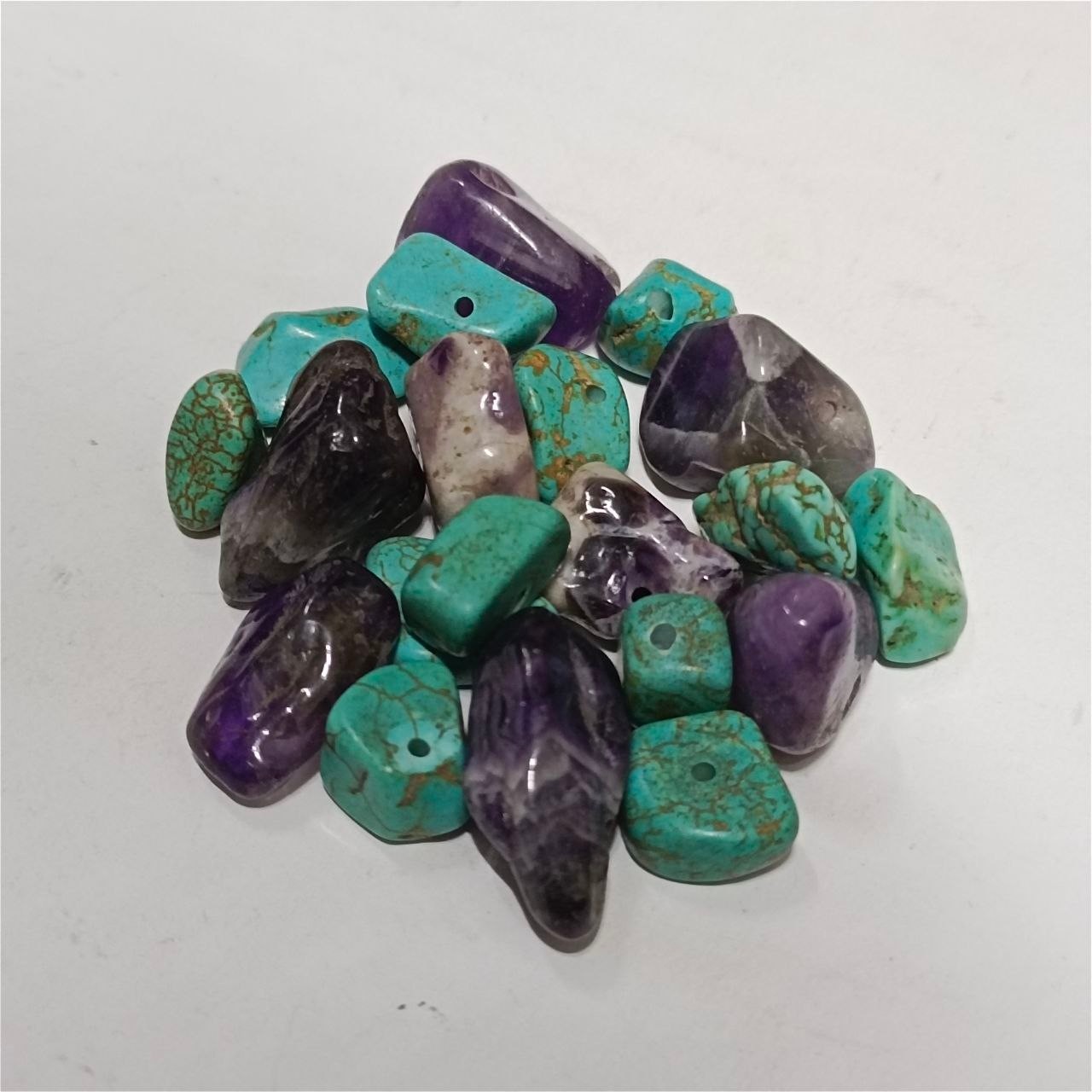 Natural Turquoise Amethyst Gemstone Beads Egyptian Handmade Jewelry Craft Design