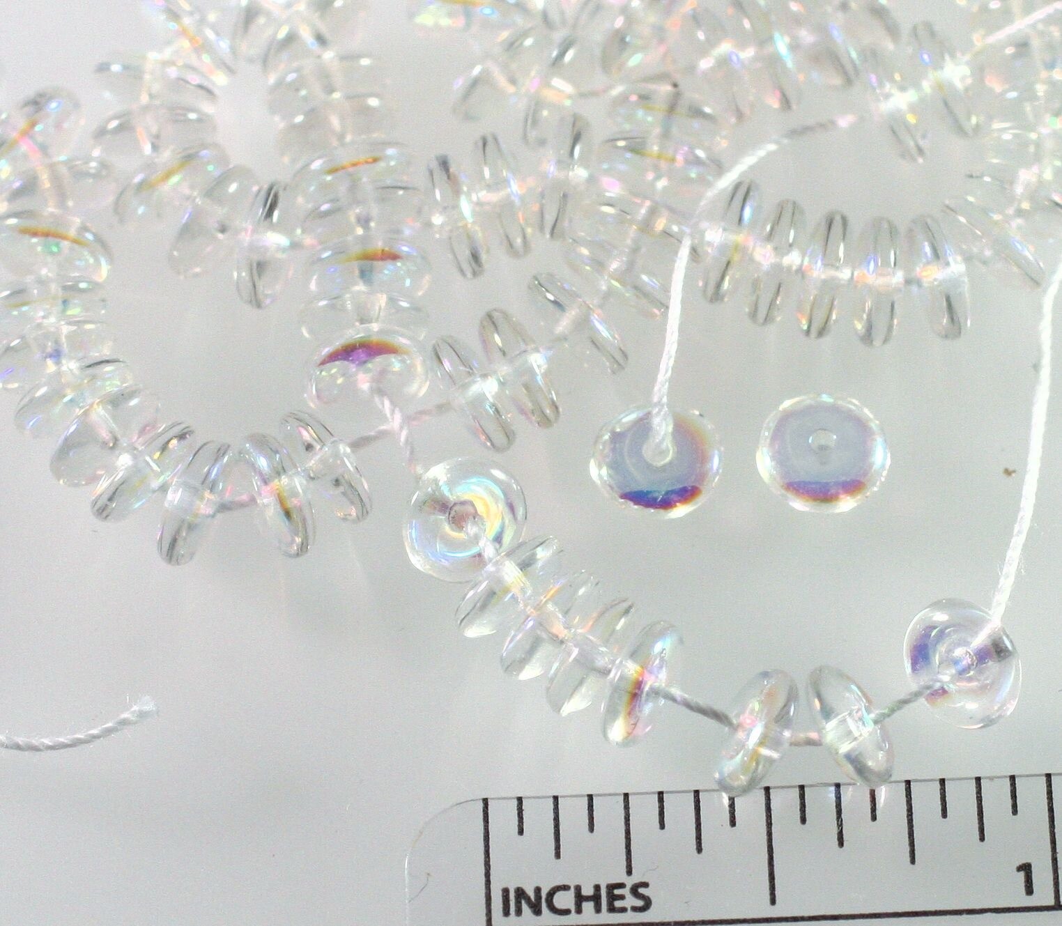 100 Aurora Borealis Clear Czech Pressed Glass 6mm Rondelle Disk Spacer Beads *