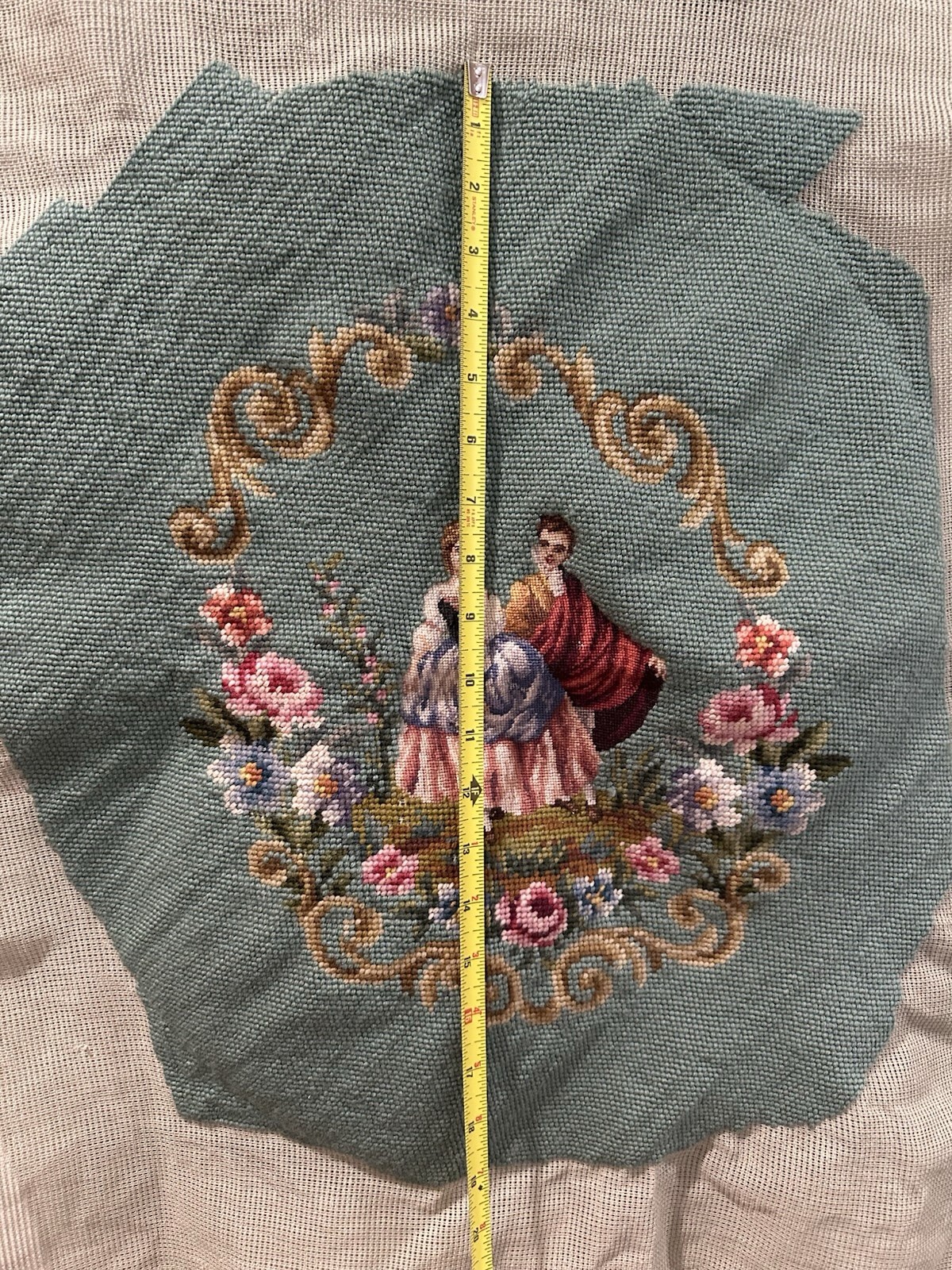 Jolles Austria Tram petit Needlepoint Tapestry Victorian Couple Blue floral