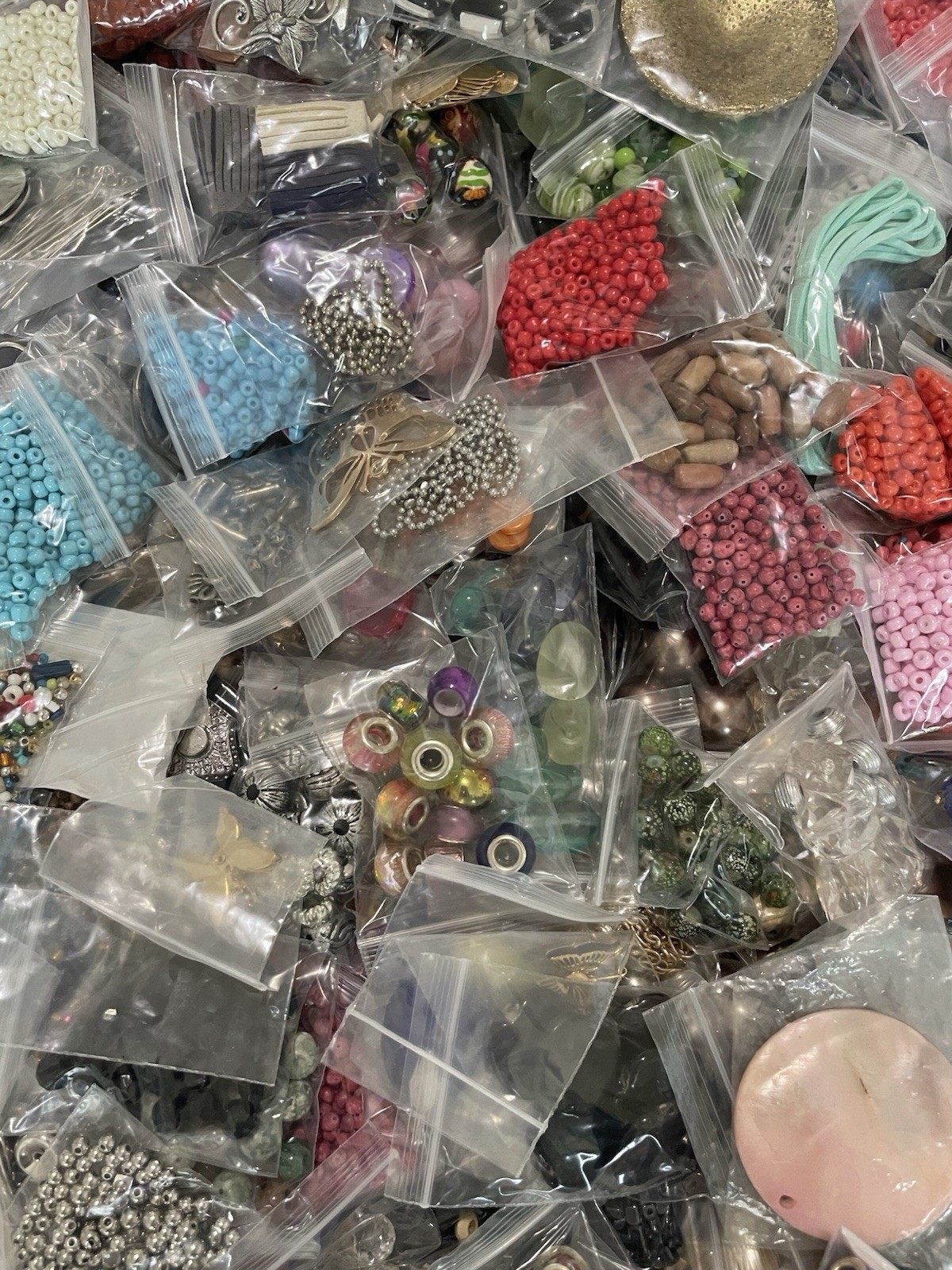 50 Bags Of Beads & Jewelry Making Supplies Mystery Lot Grab Bag