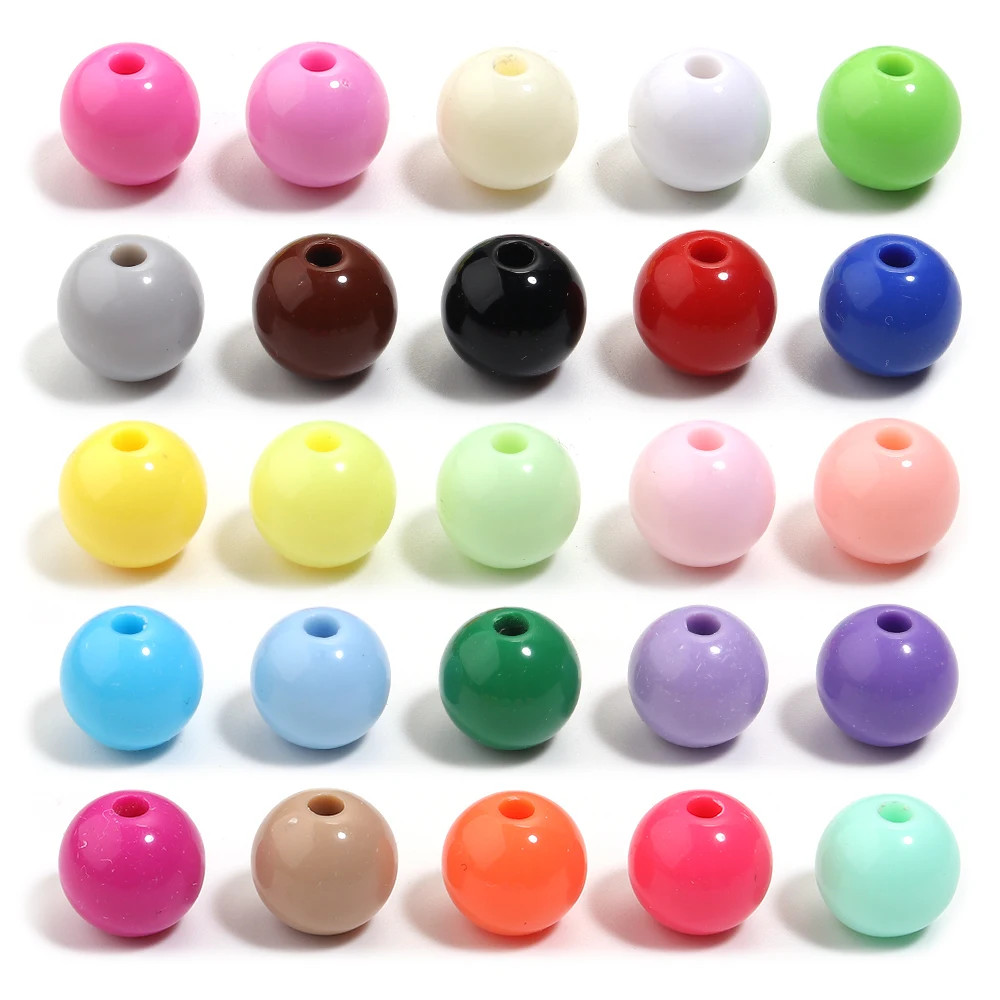 10-100Pcs/Lot 6-20Mm Solid Color round Acrylic Beads Loose Spacer Beads for Jewe