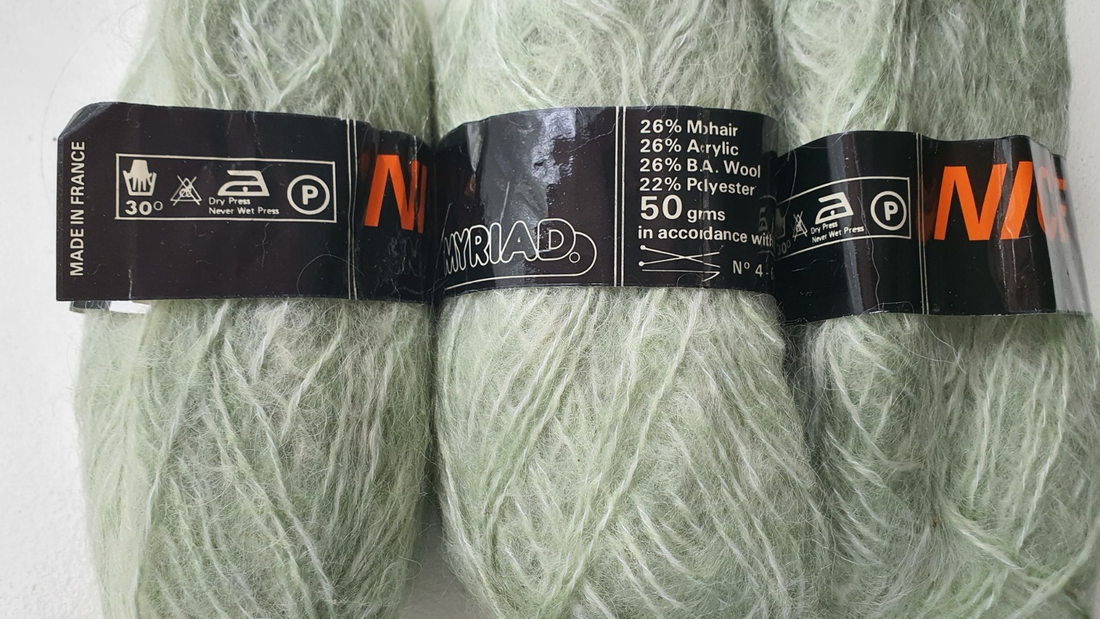 Mohair Wool Acrylic Blend 50 gram each Lot of 10 Nice by Myriad Made in France