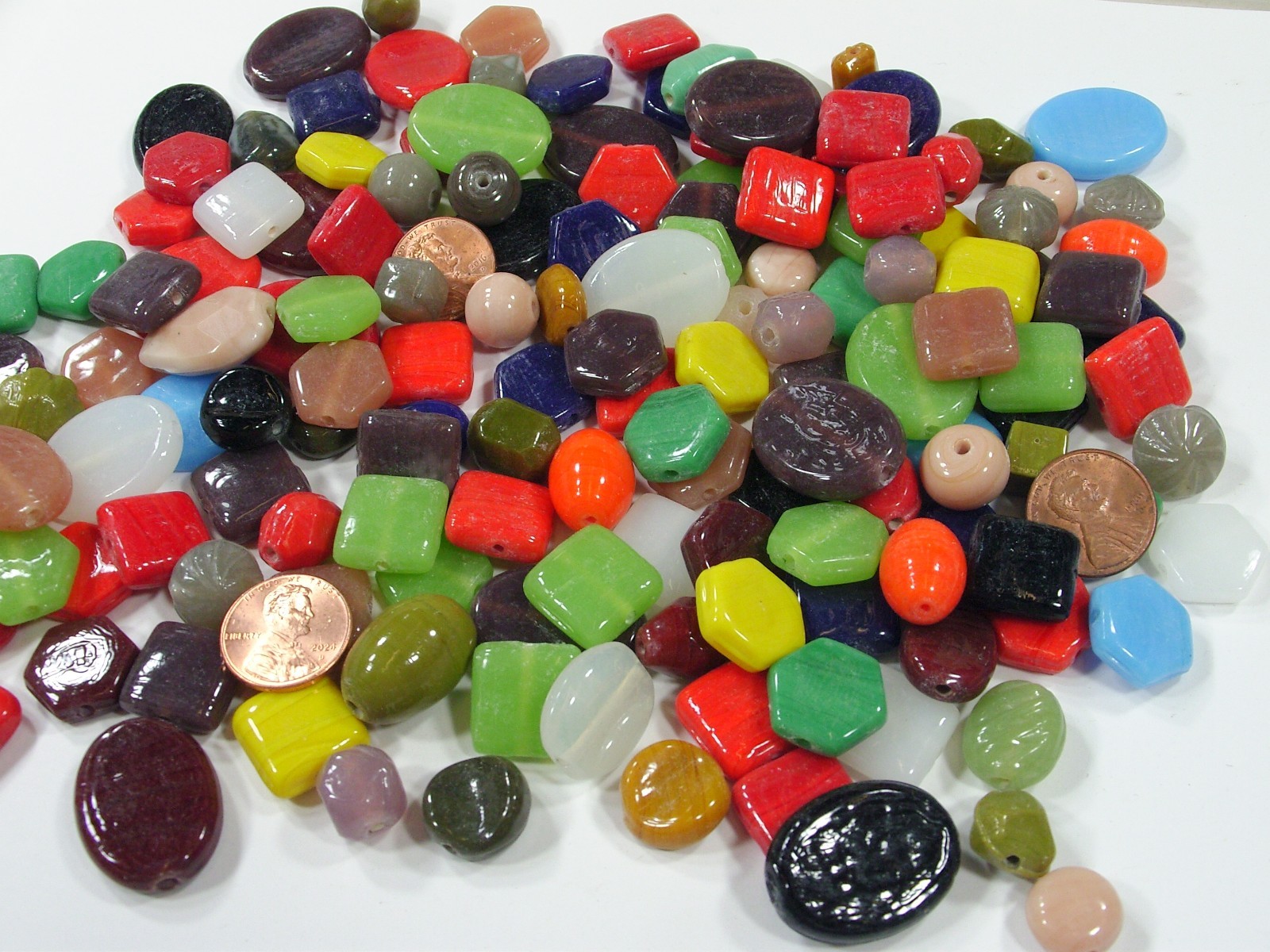 2 Pounds Assorted Shapes and Sizes India Handmade Multicolor Glass Beads (A-9) ⭐