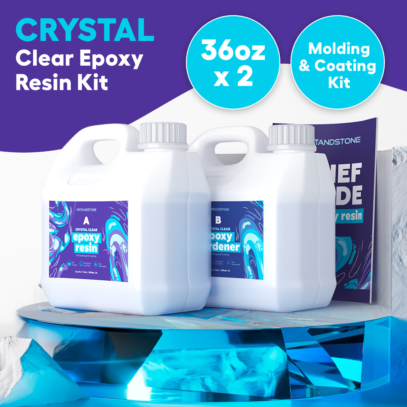 Crystal Clear Epoxy Resin Kit – 72 Oz (with Tools)