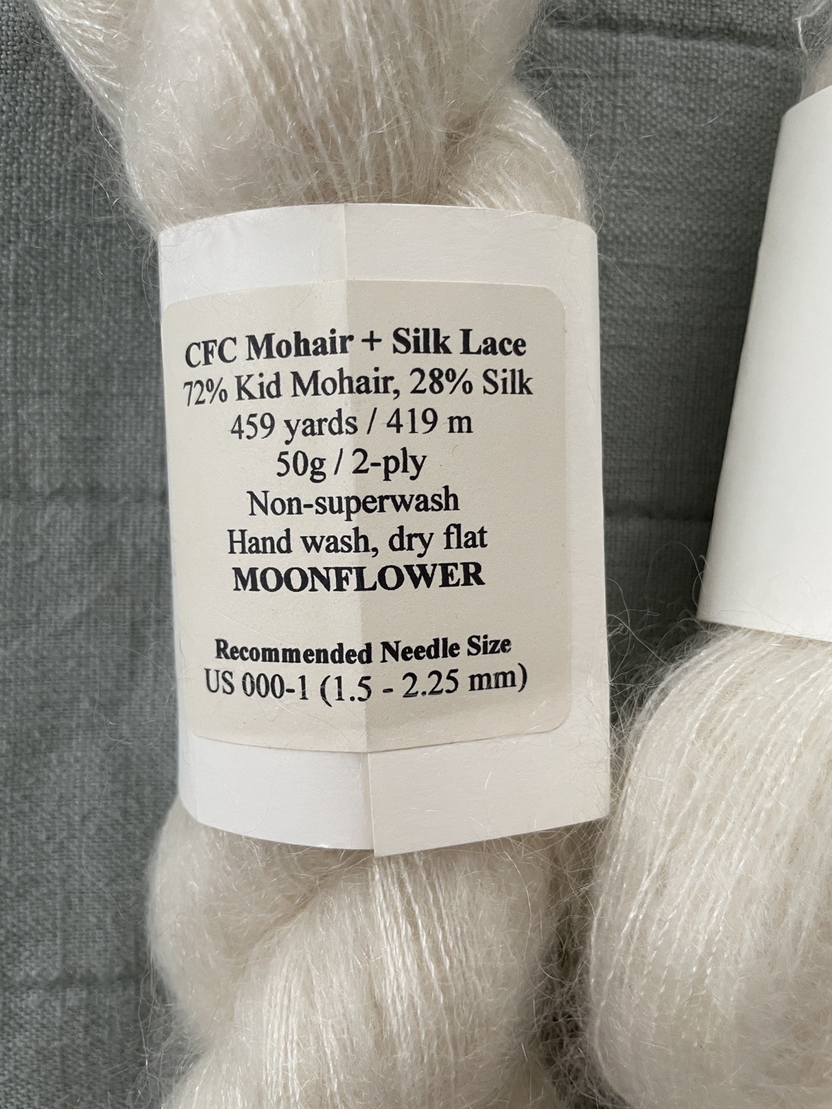 3 skeins Camellia Fiber Company Mohair Silk Lace Yarn Cream Natural Green