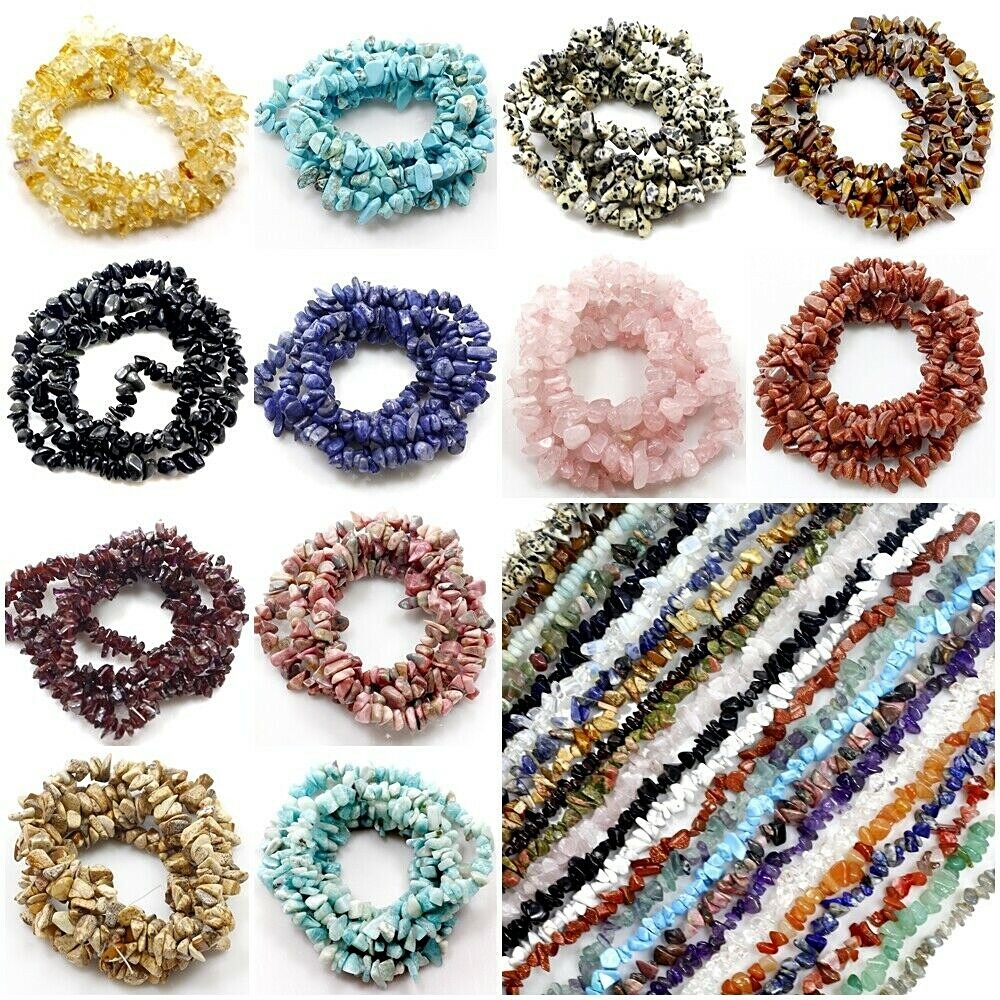 Natural Gemstone Chips Nugget Freeform Loose Bead 32″ Chip Pebble Jewelry