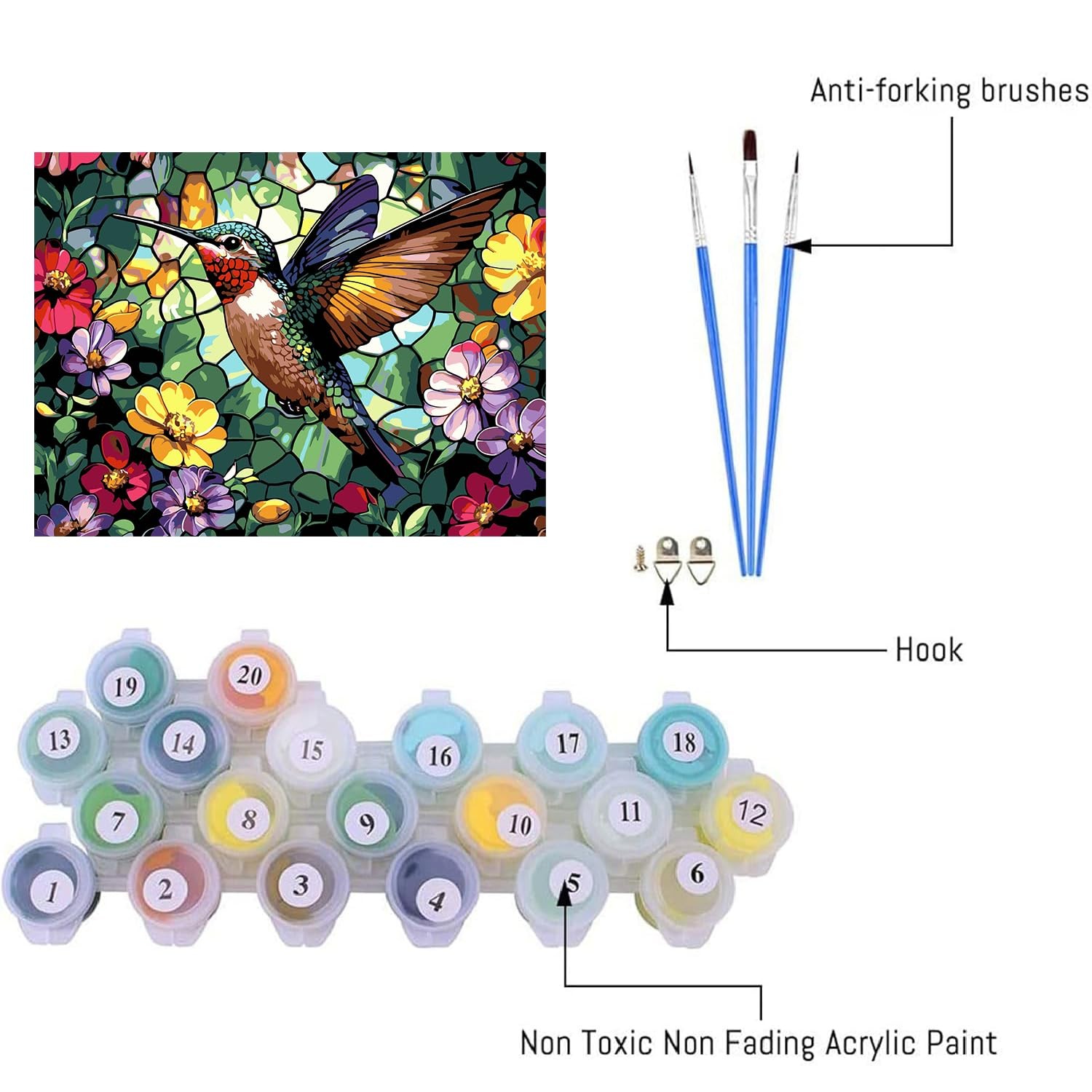 Paint by Numbers Kit for Adults Beginner,Flowers Stained Glass Adult Paint by Nu