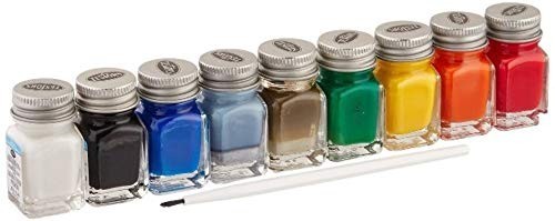 Acrylic Paint Set 9 Colors 1/4 oz Bottles Brush Wood Plastic Metal Canvas Non