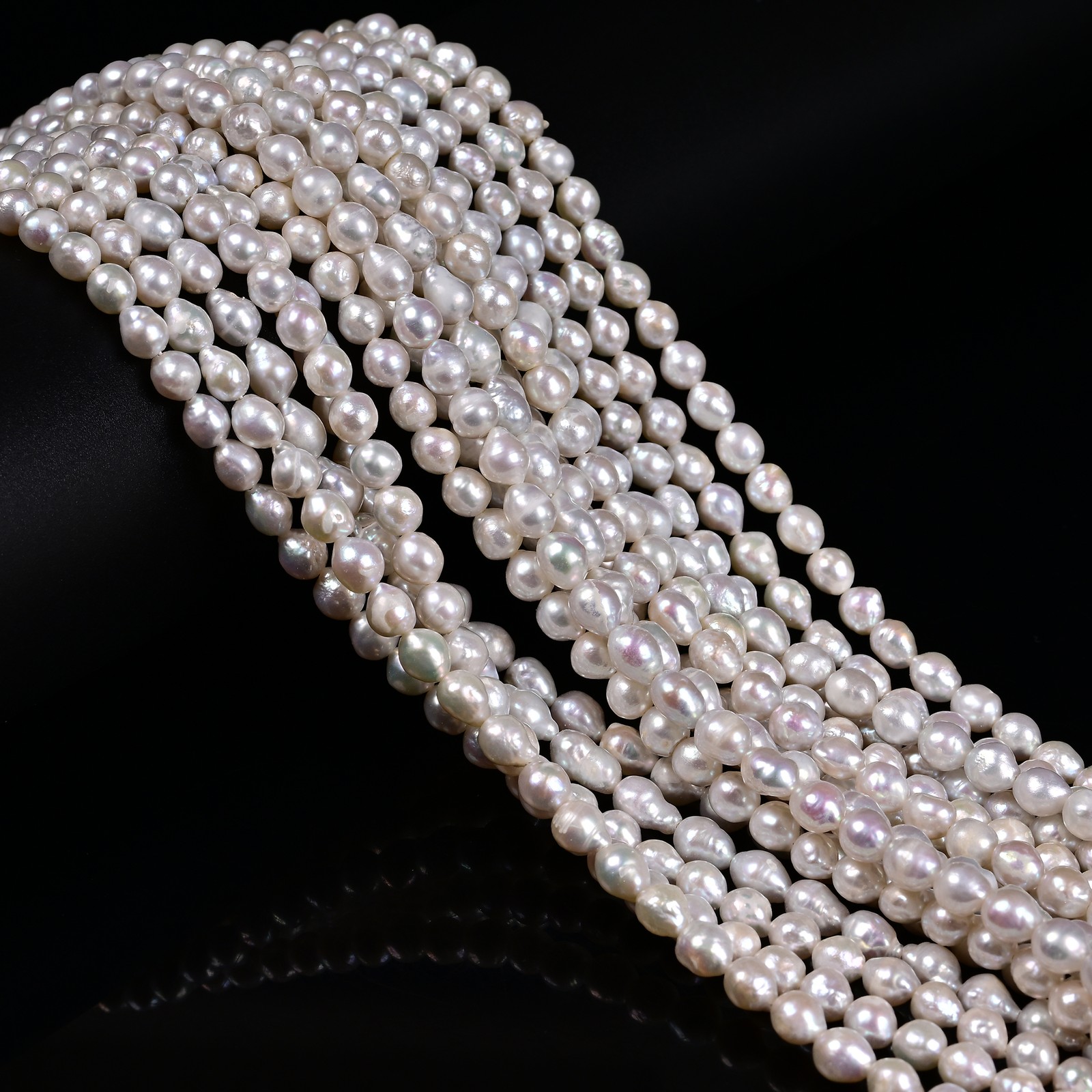 Natural White Fresh Water Pearl Baroque Shape Beads Size 5-6mm 15” Strand