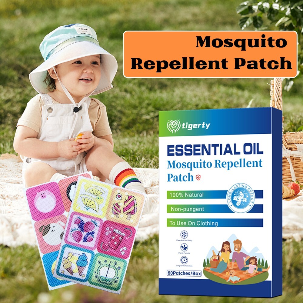 60 PACK MOSQUITO PATCHES, DEET Free Citronella Stickers for Kids & Family Travel