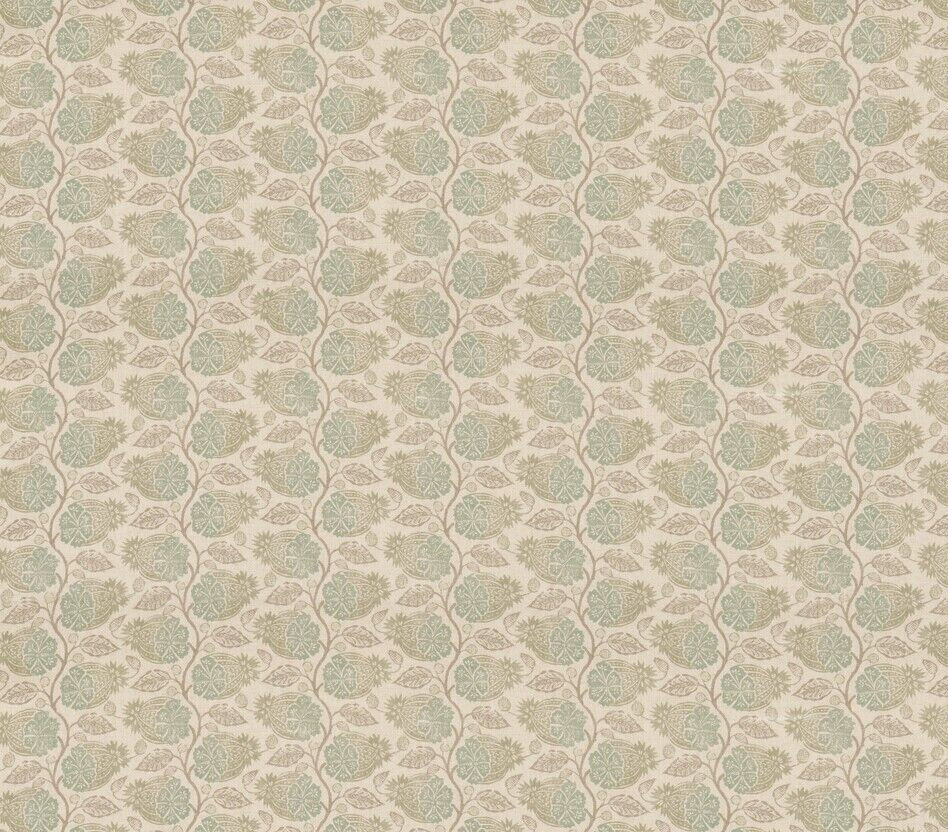 GP & J BAKER CURTAIN FABRIC DESIGN Calcot Aqua 8.5 METRE LINEN BLEND SMALL HOUSE