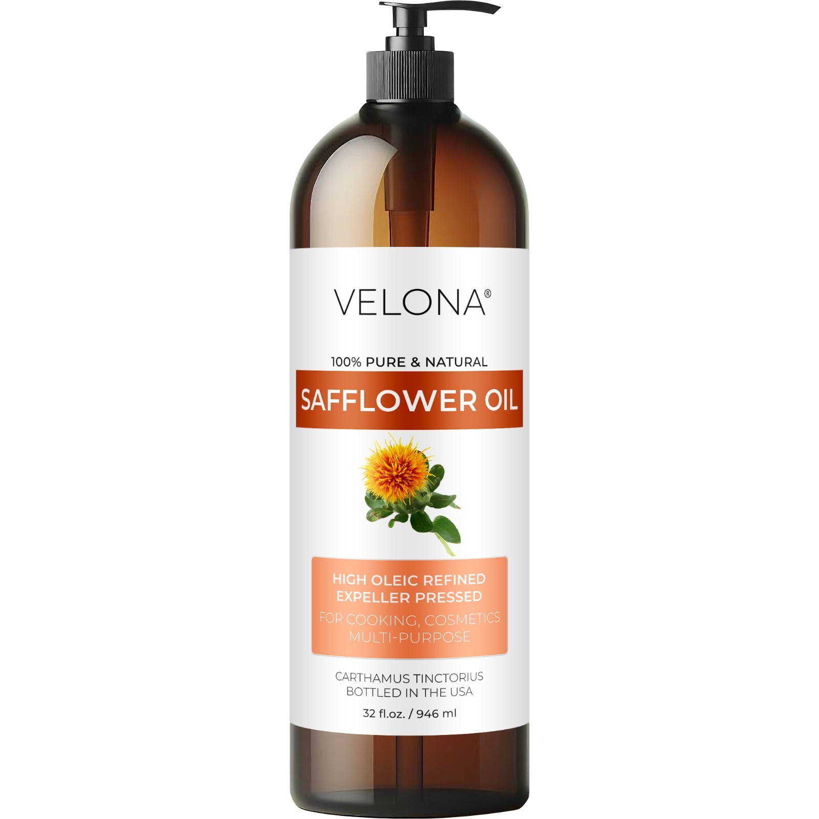 Safflower Oil by Velona 2 Fl Oz-1Gal Refined Expeller pressed Cooking Skin Body