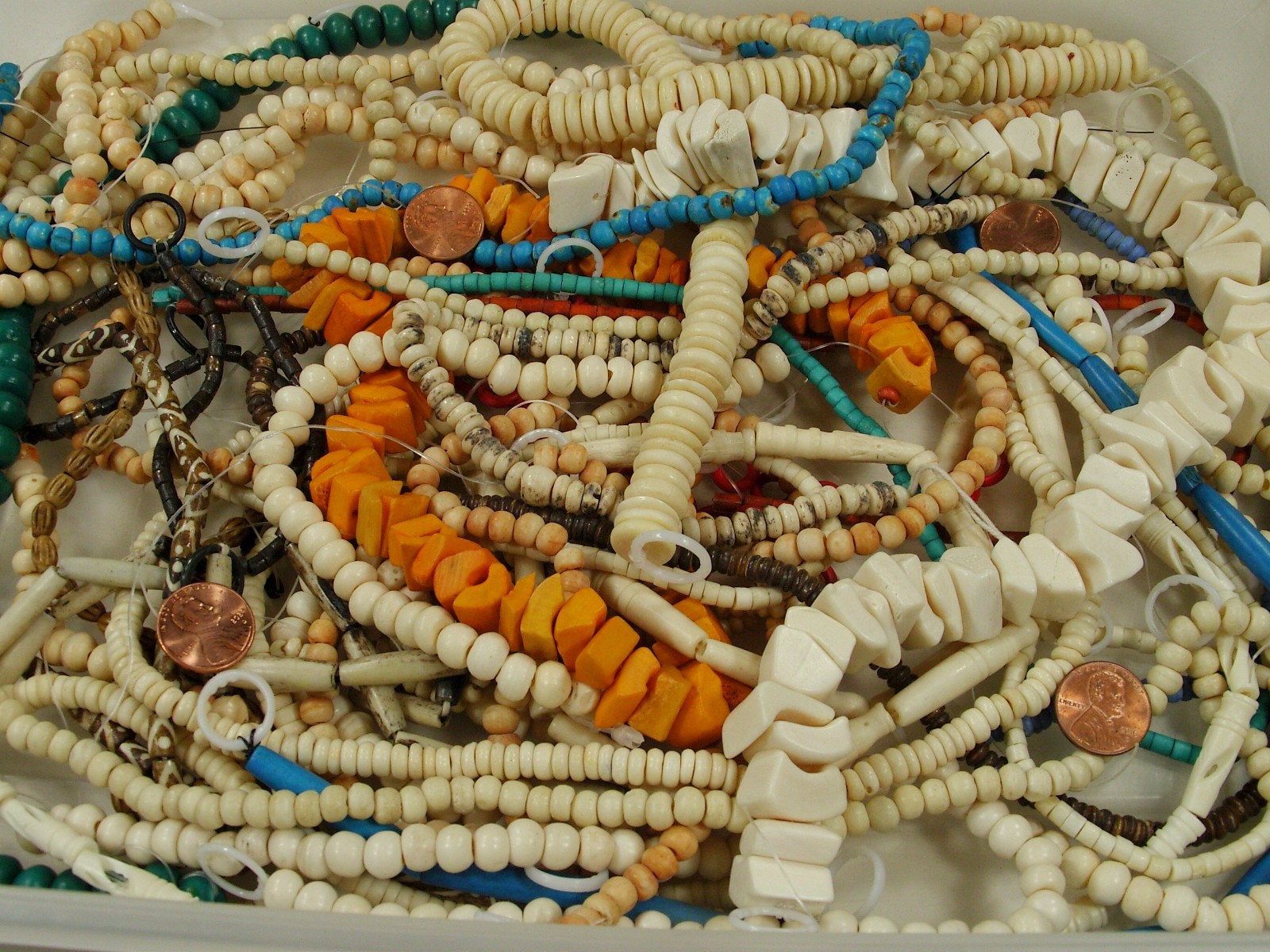2 Pounds Assorted Shapes and Sizes India Water Buffalo Bone Beads Bulk (KRD-4) ⭐