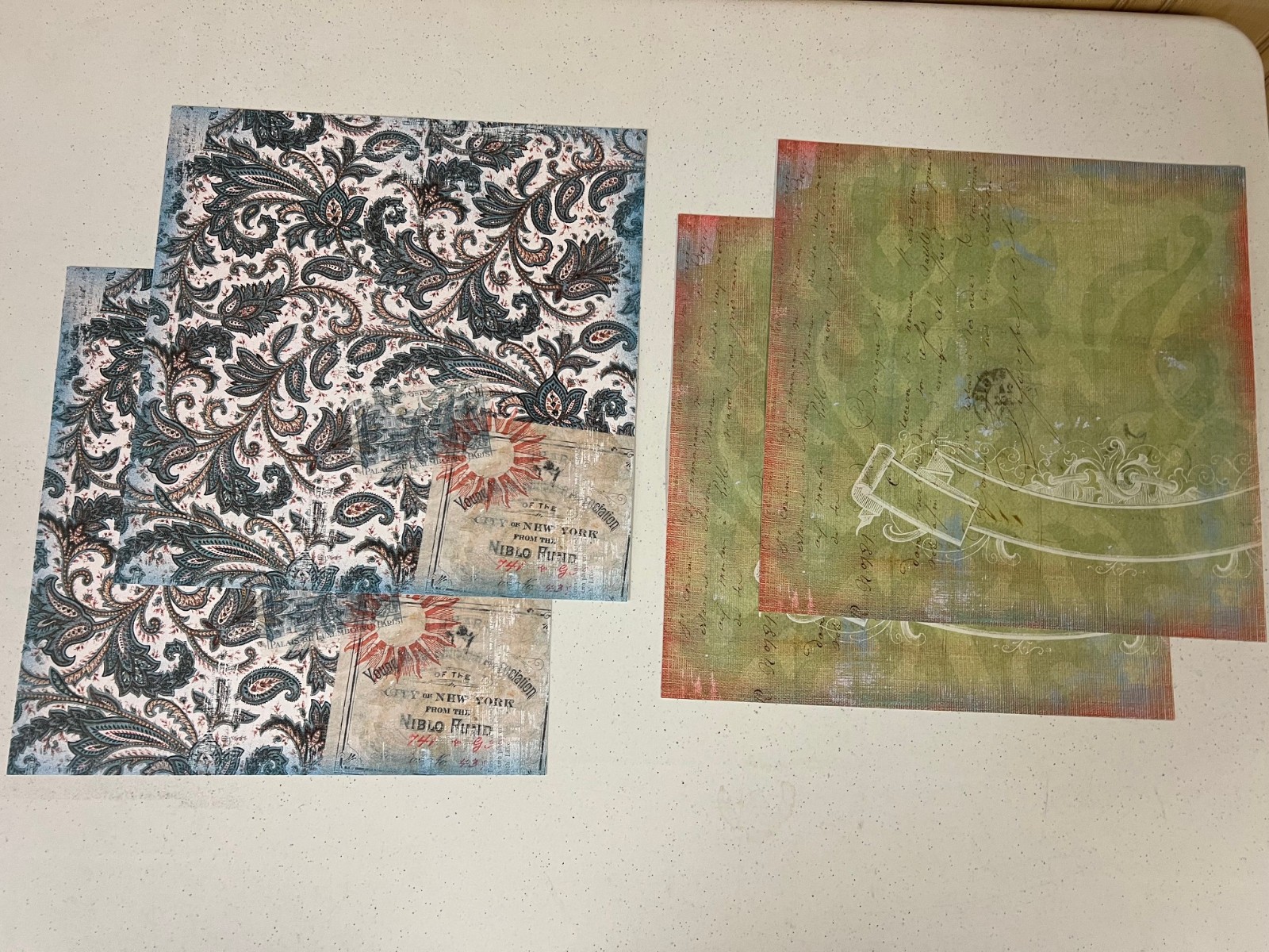 Lot of 44 Pieces – Daisy D’s Beacon Hill Collection -12×12 Papers, Die Cuts