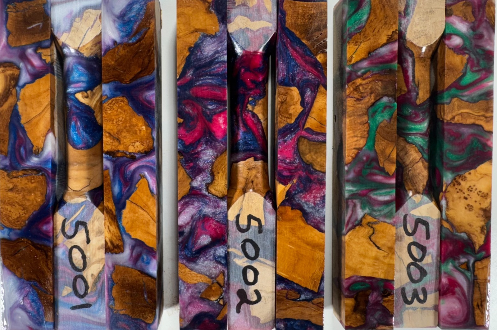 Pen Blanks * Olive Burl & Epoxy Hybrid * Mica Powder Colored * Pen Blank
