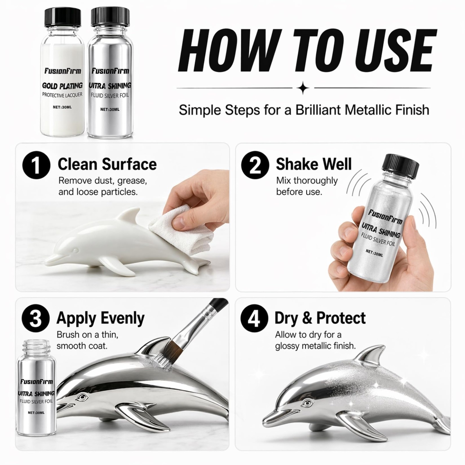 High Gloss Silver Airbrush Paint – Alcohol-Based Liquid Leaf 1 Fl Oz – Craft & A