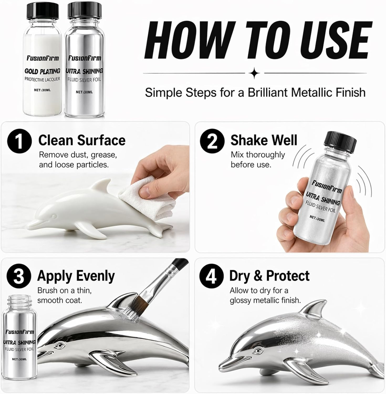 Liquid Leaf Paint – Alcohol-Based Airbrush Paint – High Gloss Finish Silver 1 Fl