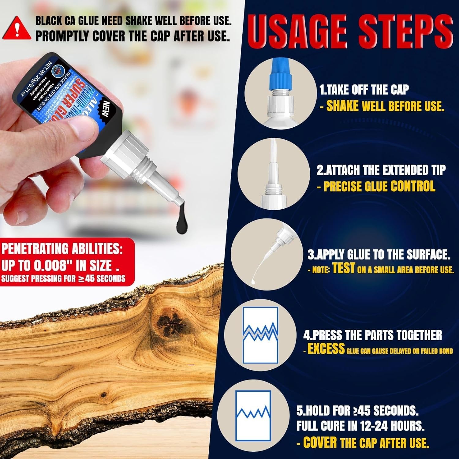 20g Black Medium-Thick CA Glue (500 CPS),Premium Cyanoacrylate Super Glue for…