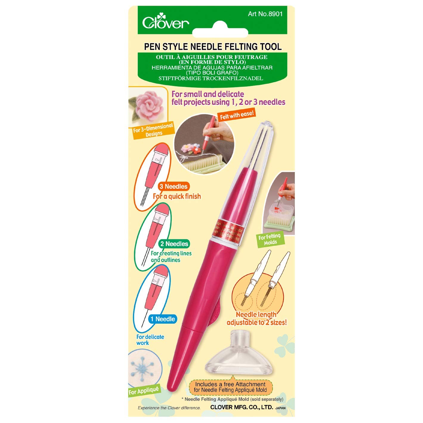 Clover Pen Style Felting Tool, Wood, Multi-colored, 1.0 Count multi-colored