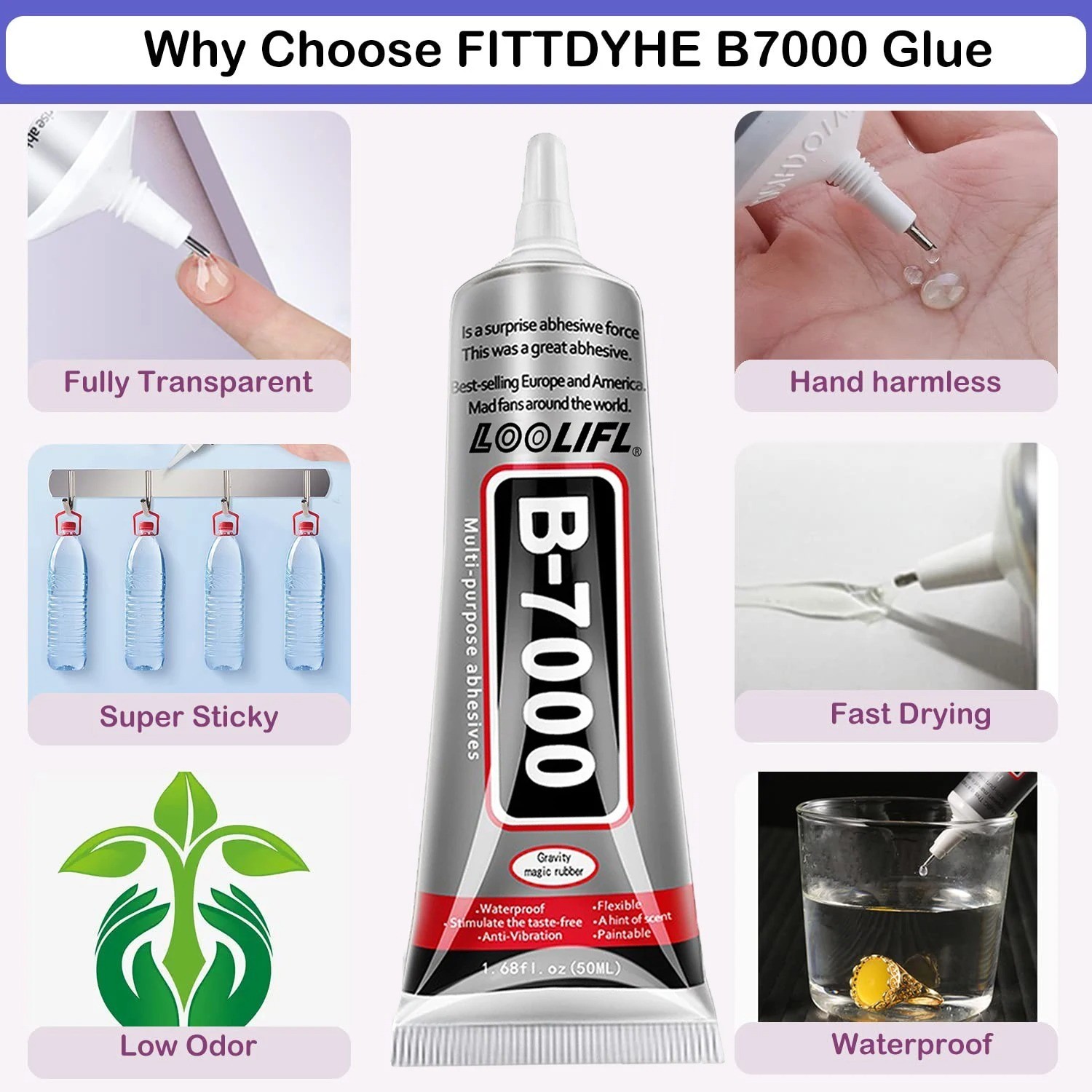 B-7000 Strong Adhesive Glue for Rhinestone Crafts Jewelry Shoes Phone Repair
